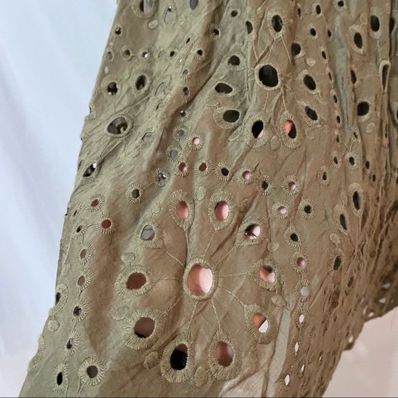 Eva Franco Green Eyelet Peter Pan Collar Dress 6 - Picture 7 of 9